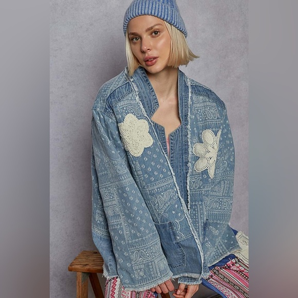POL Blue Denim Paisley Jacket - Picture 1 of 3